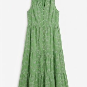Sleeveless Green Button-Front Tiered JJIllDress